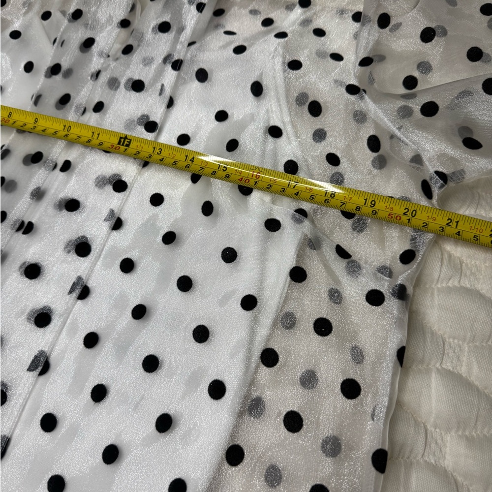 Melograno Rico White Sheer Blouse with Black Polka Dots & White Tank - Picture 7 of 10